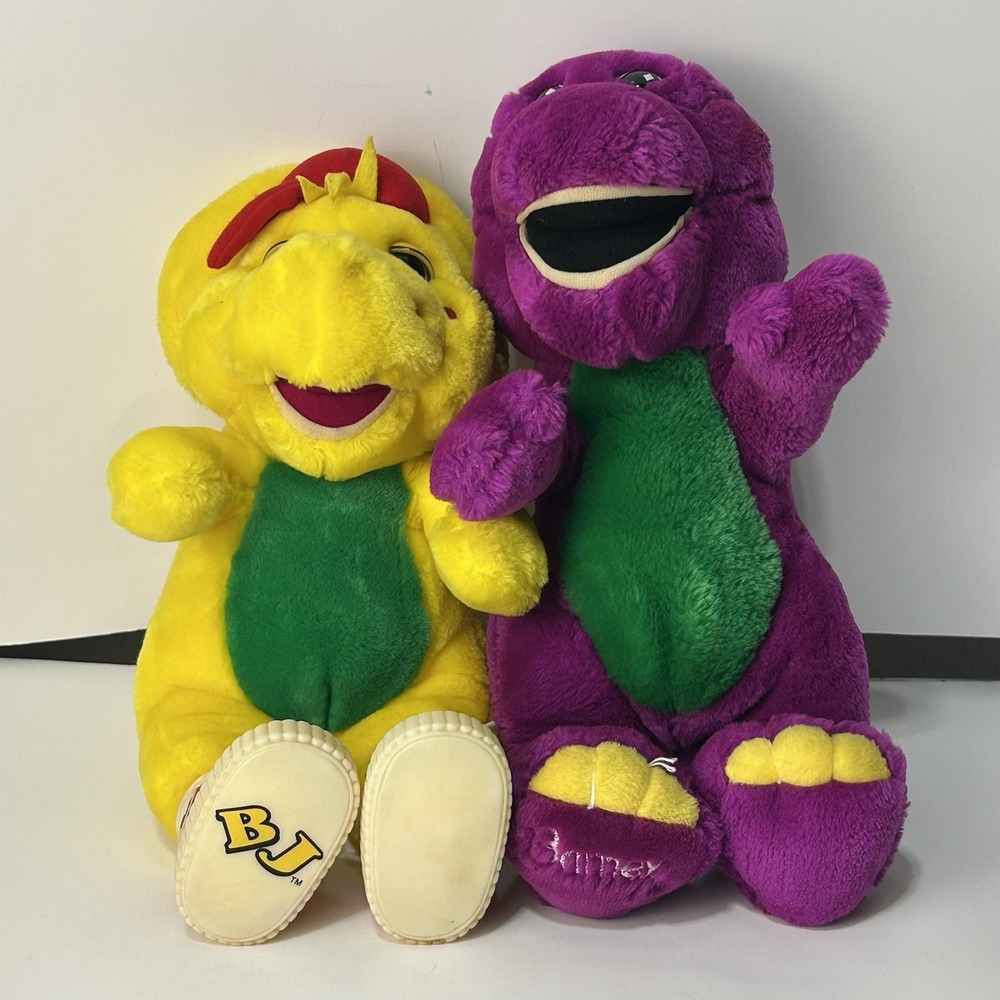 Vintage 1993 Barney & 1994 BJ plush Stuffed Animal Lot Lyons Group golden bear
